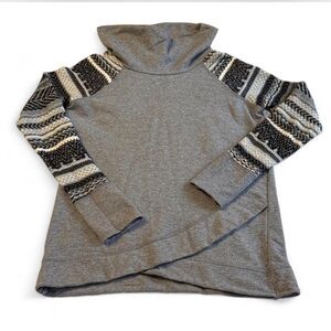 Maurices Gray and Black Patterned Cowl Neck Sweater